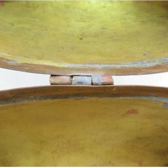 Vtg Brass Pillow Purse Square Copper Art Deco Handbag Chain Shoulder Strap Latch - Picture 14 of 15